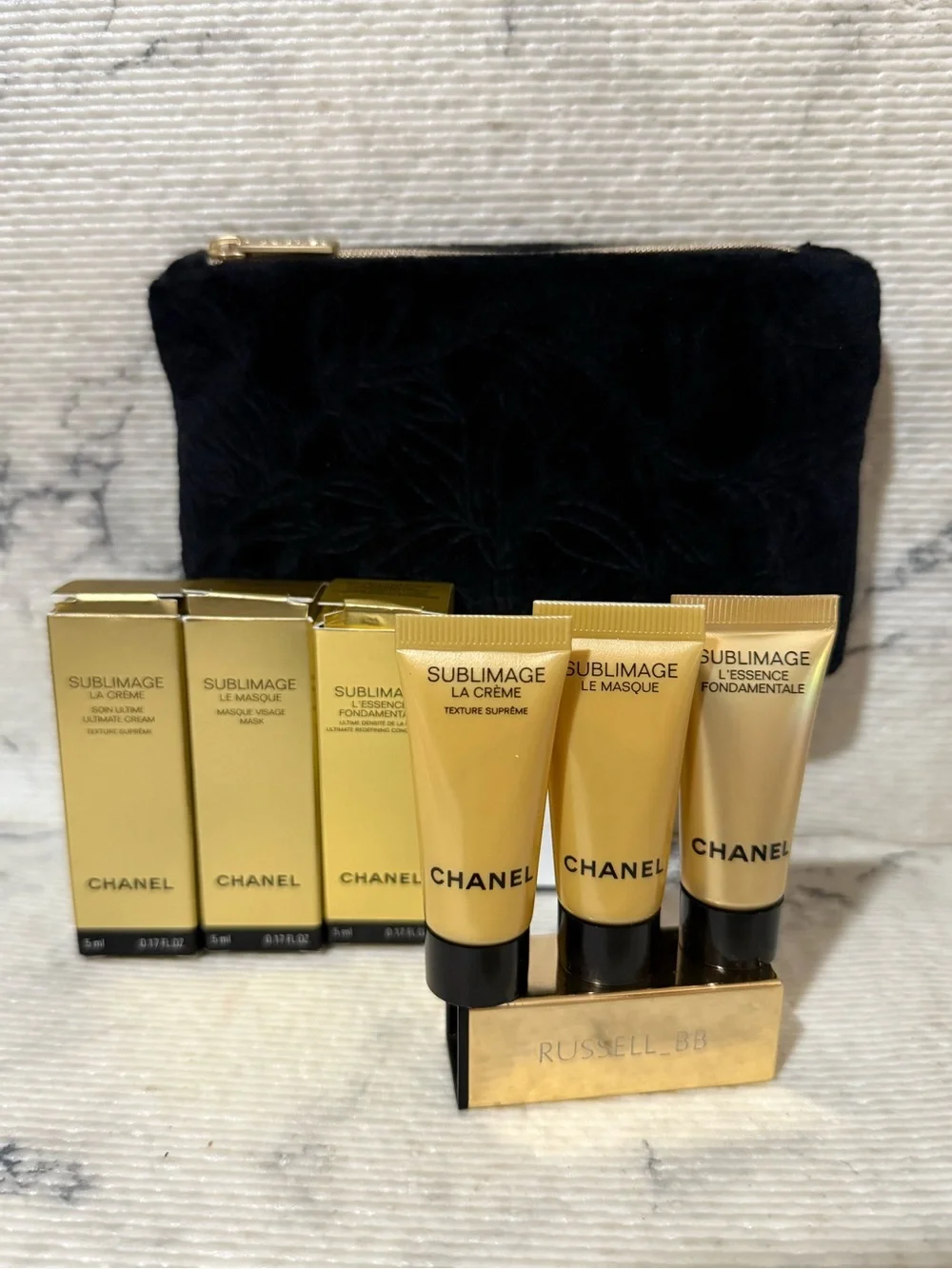 Chanel Beauty Black Velvet Sublimage Pouch, Sublimage Creme, Mask & Concentrate